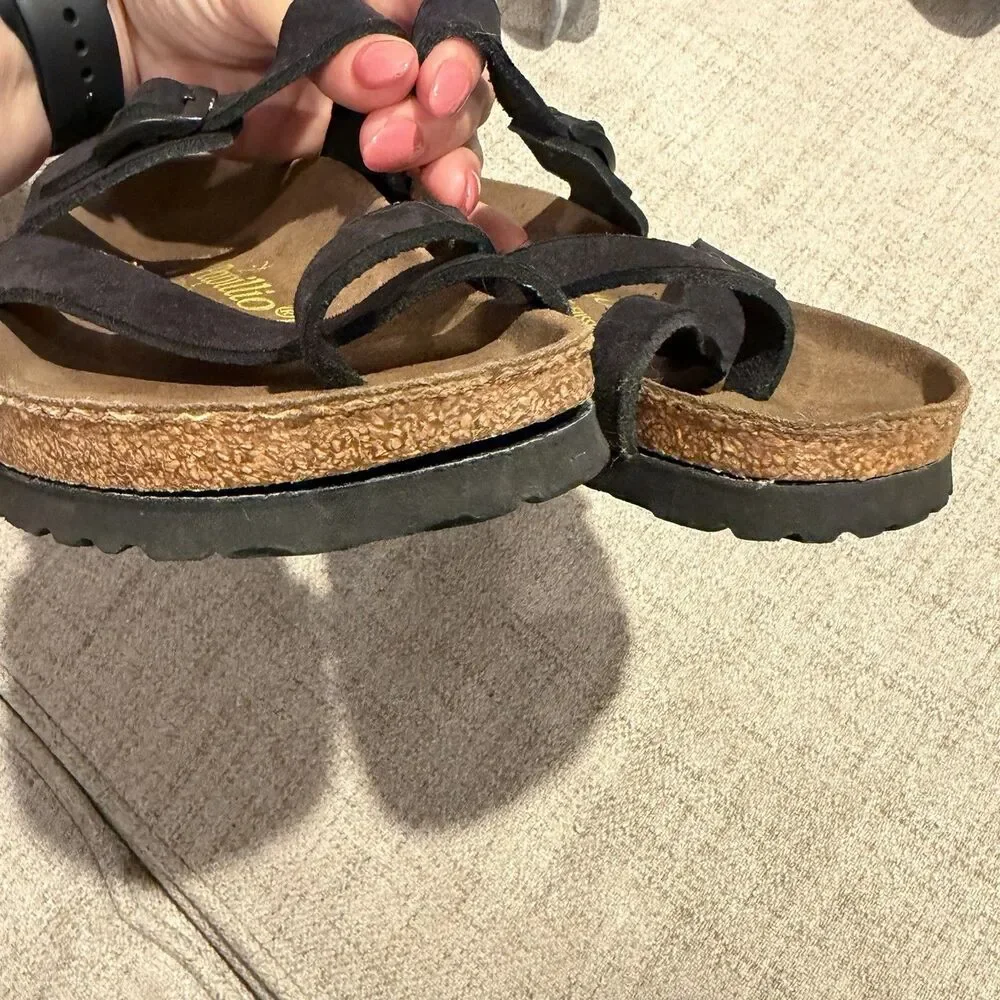 Birkenstock Papillio Black Strappy Cross Toe Loop Sandals Womens 36 US 5-5.5